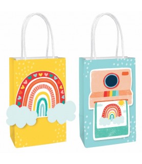 Birthday 'Retro Rainbow' Create Your Own Kraft Paper Favor Bags (8ct)