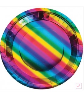 Rainbow Foil Party Small Paper Plates (8ct)