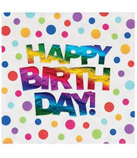 Rainbow Foil Party 'Happy Birthday' Lunch Napkins (16ct)