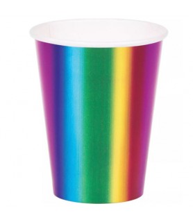 Rainbow Foil Party 9oz Paper Cups (8ct)