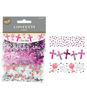 Religious 'First Communion' Pink Confetti Value Pack (3 types)