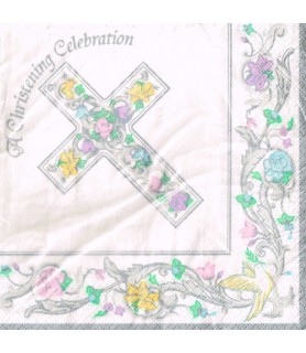 Christening 'Religious Scroll' Lunch Napkins (16ct)