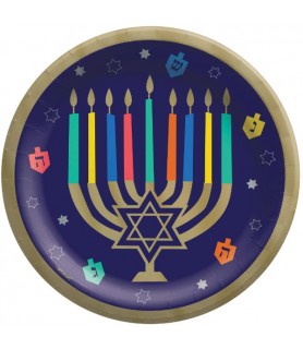 Religious 'Hanukkah Joy' Extra Large Paper Plates Value Party Pack (20ct)