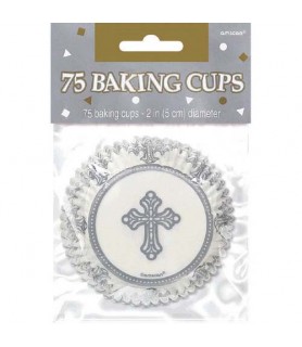 Religious 'Silver Cross' Baking Cups (75ct)