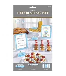 Religious 'First Communion' Blue Buffet Decorating Kit (12pc)