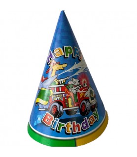Rescue Vehicles Party 'Fire Animals' Cone Hats (8ct)