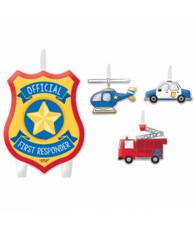 Rescue Vehicles 'First Responders' Birthday Cake Candle Set (4pc)