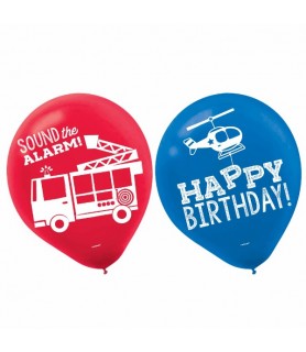 Rescue Vehicles 'First Responders' Latex Balloons (6ct)
