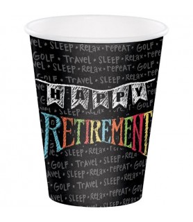 Happy 'Retirement Chalk' 12oz Paper Cups (8ct)