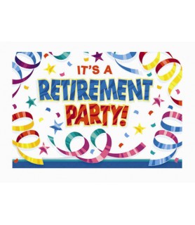 Retirement Streamers Invitations w/ Envelopes (8ct)