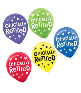 Retirement 'Officially Retired' Latex Balloons (15ct)