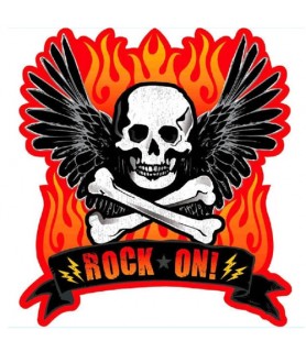 Rock On Skull and Flames Cutout Decoration (1ct)