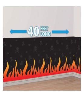 Rock On Skull and Flames Wall Decorating Roll (1ct)