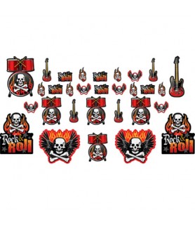 Rock On Skull and Flames Cutout Decorations (30pc)