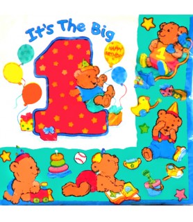 1st Birthday 'It's the Big 1' Teddy Bear Boy Lunch Napkins (16ct)