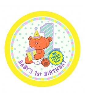 First Birthday Fun Teddy Bear Small Paper Plates (20ct)