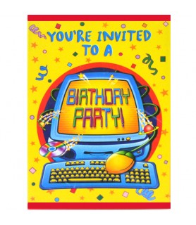Computer Birthday Invitations w/ Envelopes  (8ct) 