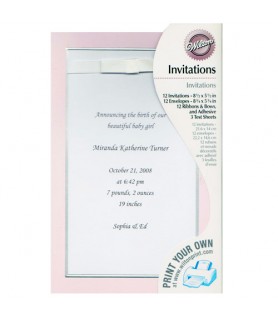 Baby Shower Custom Print Pink Announcement w/ Envelopes (12ct)