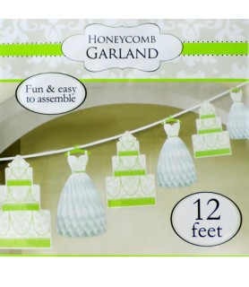 Bridal Shower 'Blushing Bride' Green Honeycomb Garland (12ft)