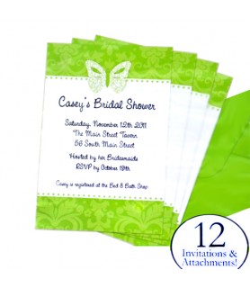 Bridal Shower 'Blushing Bride' Green Imprintable Invitations (12ct)