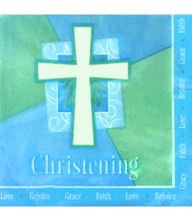 Christening 'Rejoice' Blue Lunch Napkins (36ct)