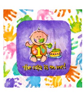 1st Birthday 'One is Fun Handprints' Small Napkins (16ct)