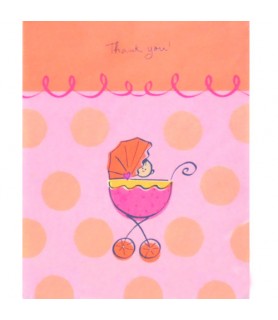 Baby Shower Pink Carriage Thank You Notes w/ Envelopes (8ct)