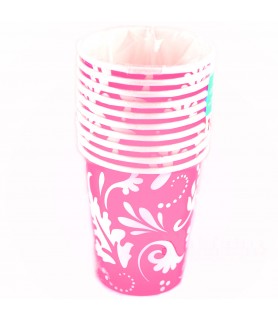 Pink Paisley Flowers 9oz Paper Cups (10ct)
