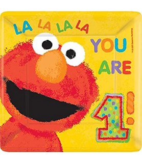 Sesame Street Elmo 1st Birthday Extra Large Square Paper Plates (8ct)