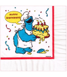 Sesame Street Vintage Happy Birthday 'Cookie Makes Cake' Lunch Napkins (16ct)