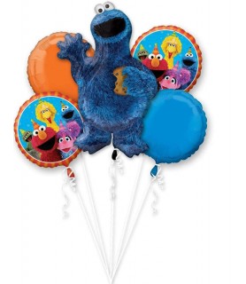 Sesame Street Cookie Monster Supershape Foil Mylar Balloon Bouquet (5pcs)