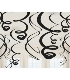 Black Hanging Swirl Decorations (12ct)