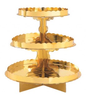 Gold Shiny Metallic 3-Tiered Cupcake Stand (1ct)