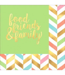 Pastel Confetti 'Food Friends and Family' Lunch Napkins (16ct)
