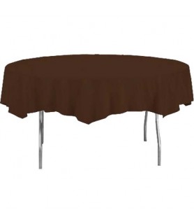 Chocolate Brown Round Plastic Table Cover (1ct) toc