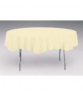 Ivory Round Plastic Table Cover (1ct)
