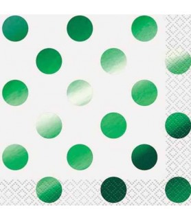 Green Shiny Metallic Polka Dots Small Napkins (16ct)