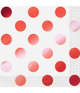 Red Shiny Metallic Polka Dots Small Napkins (16ct)