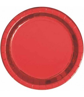 Red Shiny Metallic Small Paper Plates (8ct)