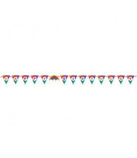 Rainbow Stripes Happy Birthday Banner (1ct)