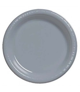 Silver Extra Large Plastic Plates (20ct) toc