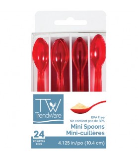 Red Plastic Mini Appetizer Spoons (24ct)