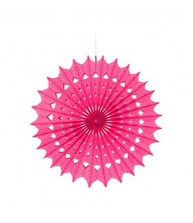 Bright Pink Damask Printed Paper Fan Decoration (1ct)