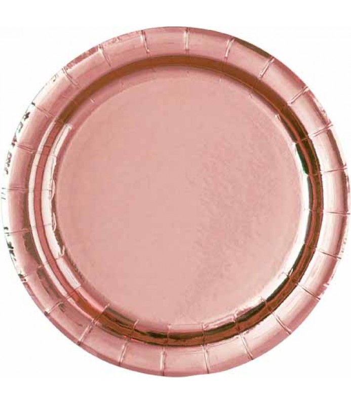 Rose Gold Shiny Metallic Small Paper Plates (8ct)