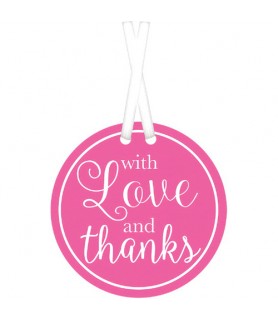Bright Pink 'With Love and Thanks' Thank You Tags (25ct)