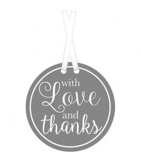 Silver 'With Love and Thanks' Thank You Tags (25ct)