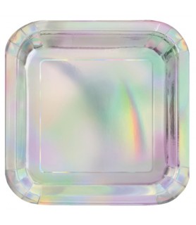 Silver Iridescent Large Paper Plates (8ct)