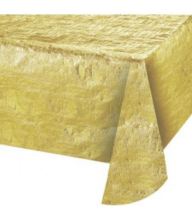 Gold Shiny Metallic Textured Plastic Table Cover (1ct)