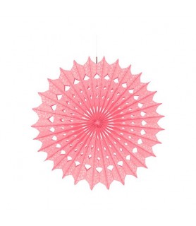 Light Pink Damask Printed Paper Fan Decoration (1ct)