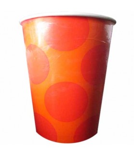 Orange Polka Dot 9oz Paper Cups (8ct)